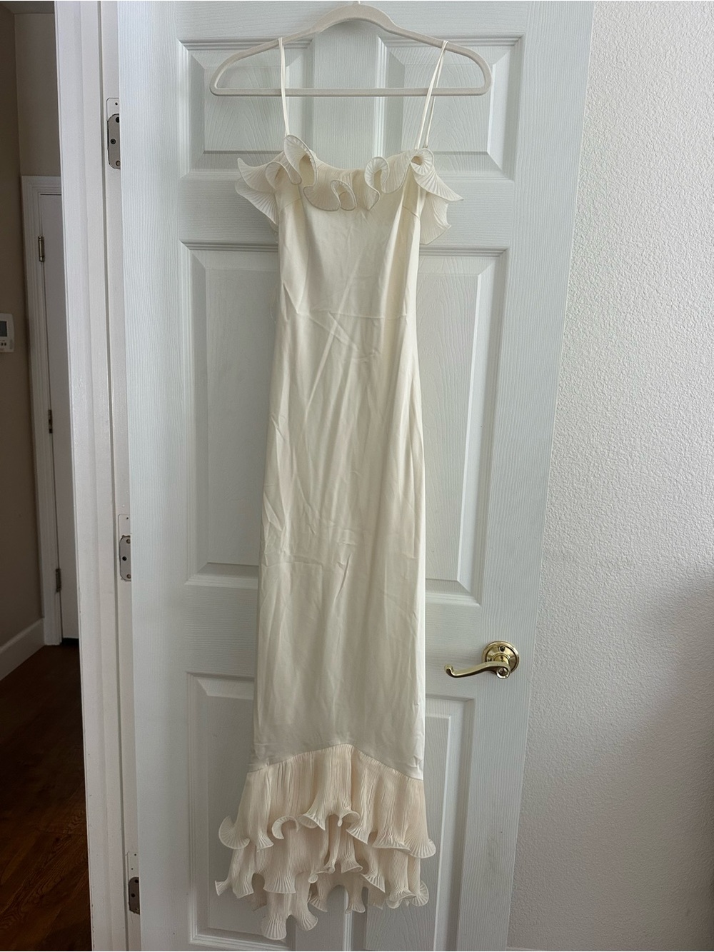 Selfie Leslie Cream Ruffled Maxi Dress